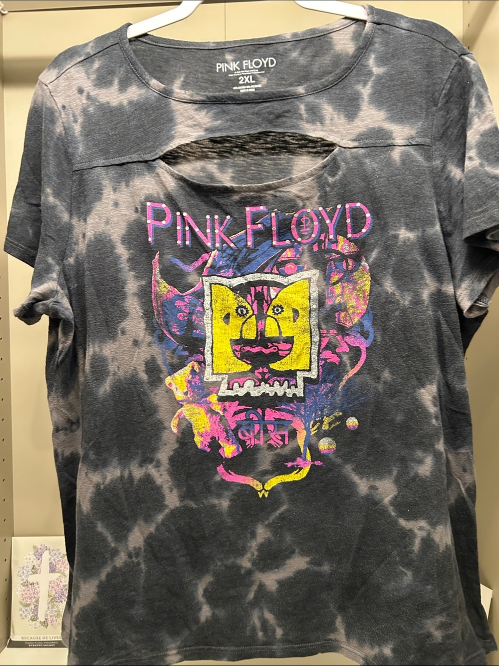 Tie Dye & Front Cut Out Pink Floyd Band Tee 2xl